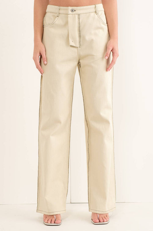 Reversed detail cotton pants