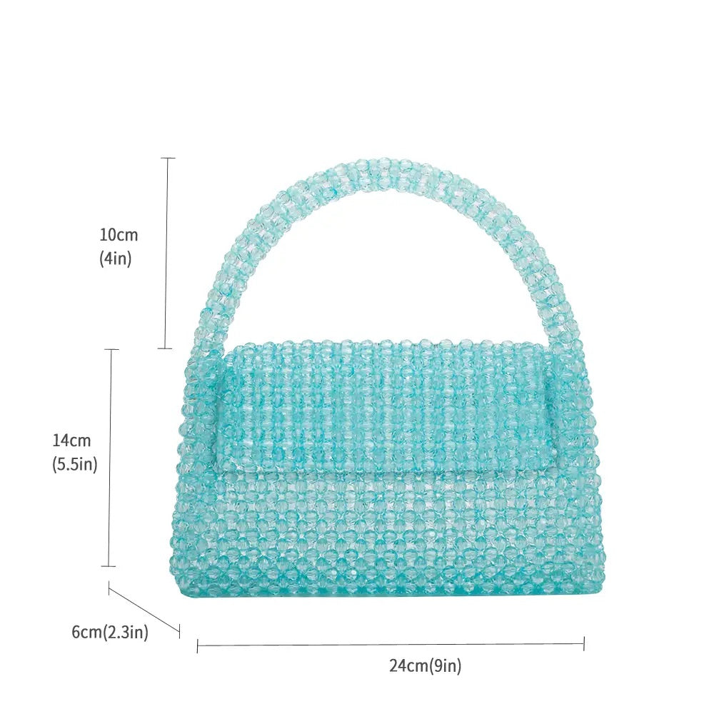 Sherry Small Beaded Top Handle Bag in Emerald