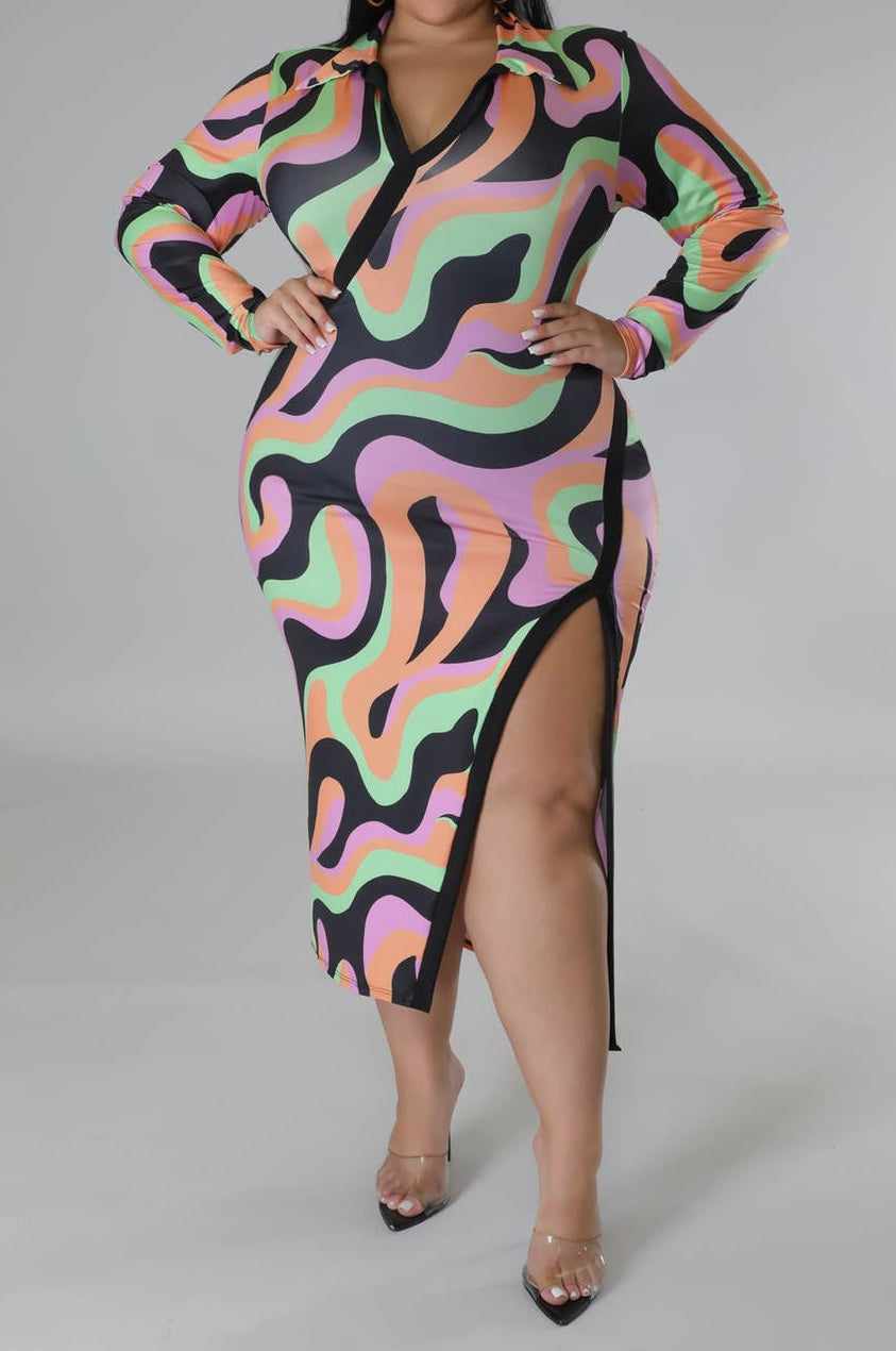 Mulit colored print dress