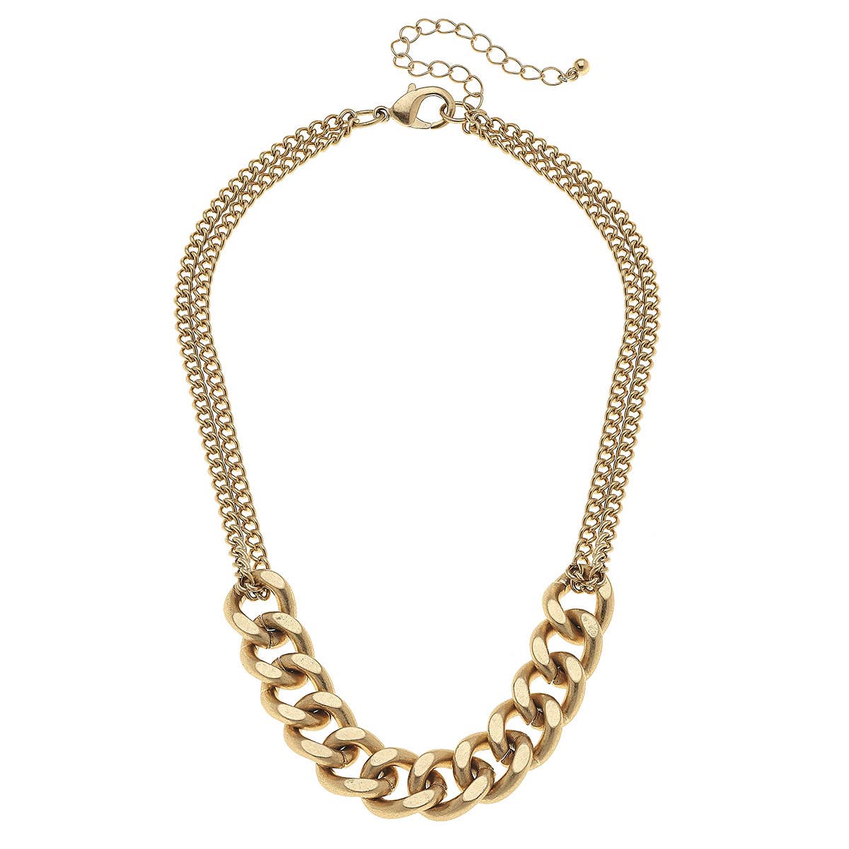 Maya Curb Chain Necklace in Worn Gold
