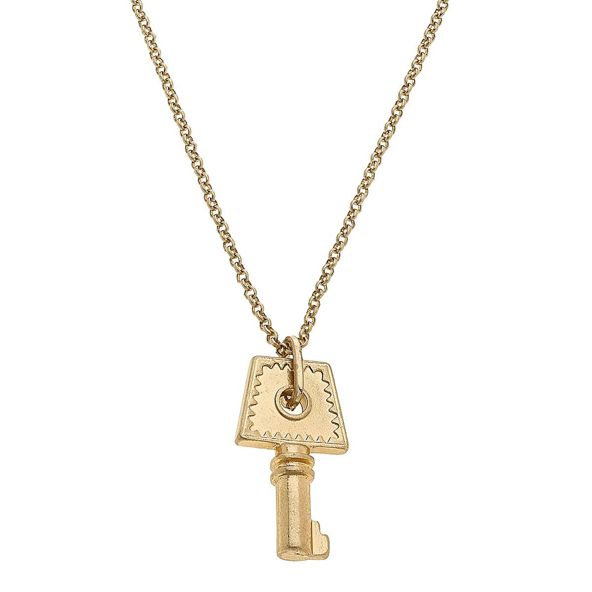 Boston Key Delicate Chain Necklace - Worn Gold